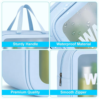 FLYNGO Clear Makeup Pouch Set, Cosmetic Organizer Bag for Women and Girls Travel Waterproof Toiletry Storage Kit (Set of 3 Beige) mihikart.com