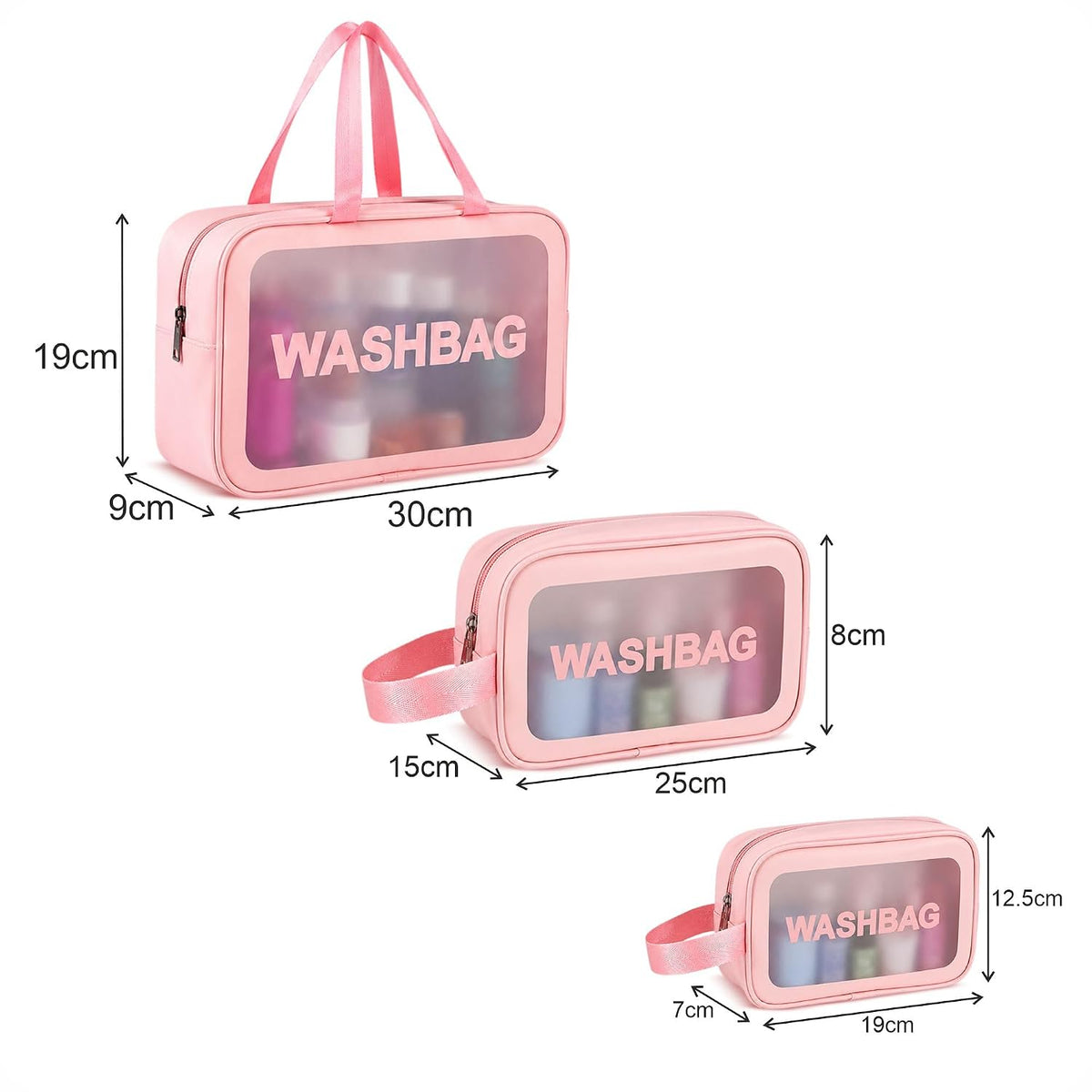 FLYNGO Clear Makeup Pouch Set, Cosmetic Organizer Bag for Women and Girls Travel Waterproof Toiletry Storage Kit (Set of 3 Beige) mihikart.com