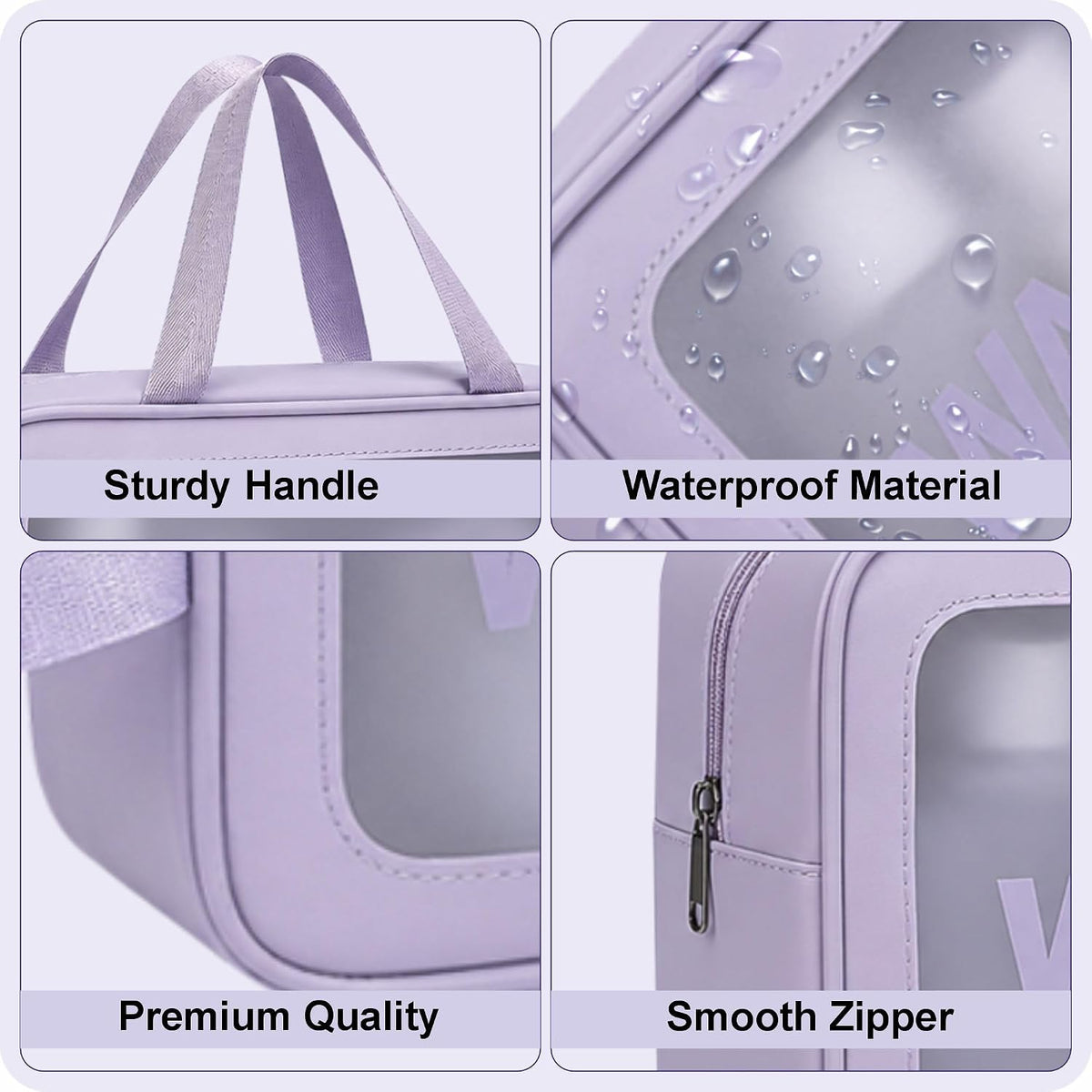 FLYNGO Clear Makeup Pouch Set, Cosmetic Organizer Bag for Women and Girls Travel Waterproof Toiletry Storage Kit (Set of 3 Beige) mihikart.com