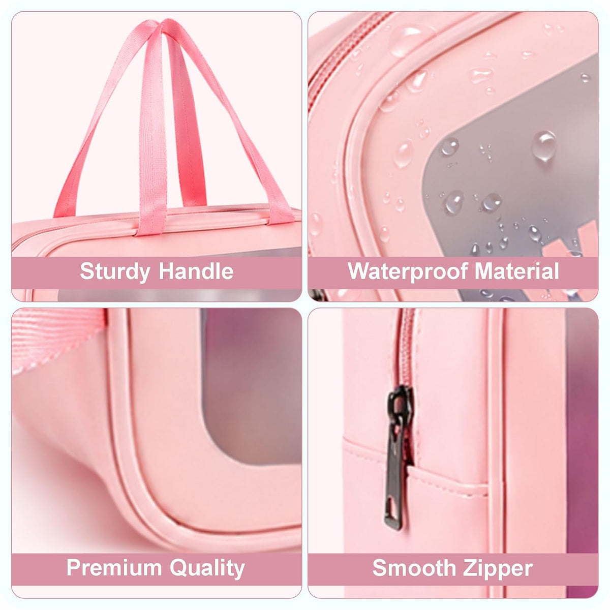 FLYNGO Clear Makeup Pouch Set, Cosmetic Organizer Bag for Women and Girls Travel Waterproof Toiletry Storage Kit (Set of 3 Beige) mihikart.com