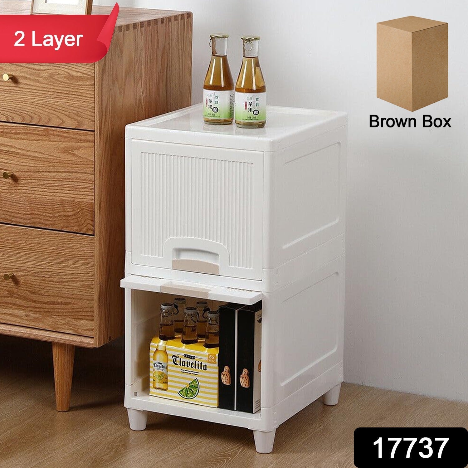 Multipurpose Storage Cabinet, Storage Solutions plastic drawers || Multi Layer Wardrobe Storage Drawers || Foldable Multipurpose Drawer Units For Kitchen, Bathroom, Bedroom, Cloth (2 Layer) Mihikart