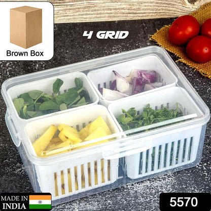 Fridge Storage Boxes Freezer Storage Containers, Container for Kitchen Storage Set, Storage in Kitchen, Vegetable Storage, Draining Crisper Refrigerator Food Box (1 Pc) Mihikart