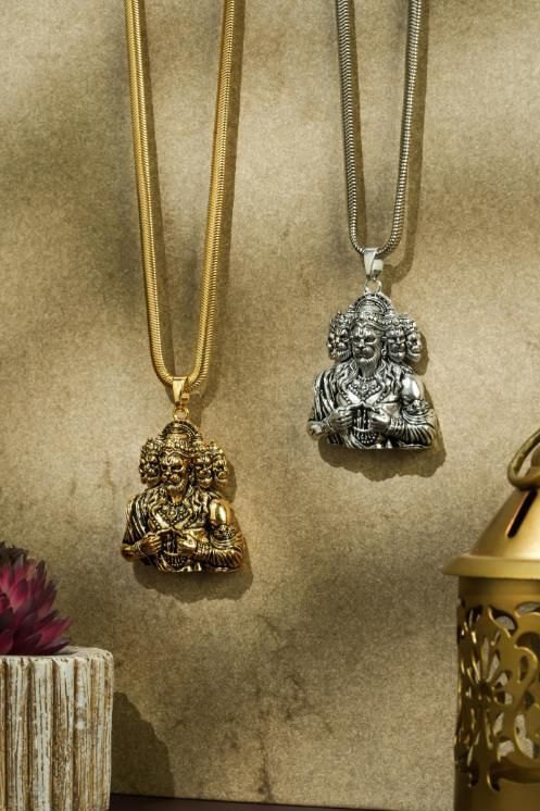 Panchamukhi Hanuman Pendant With Snake Golden Chain Mihikart-01