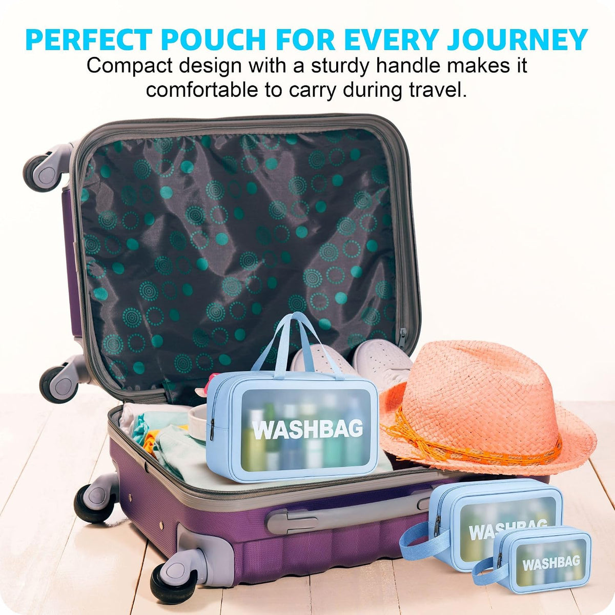 FLYNGO Clear Makeup Pouch Set, Cosmetic Organizer Bag for Women and Girls Travel Waterproof Toiletry Storage Kit (Set of 3 Beige) mihikart.com