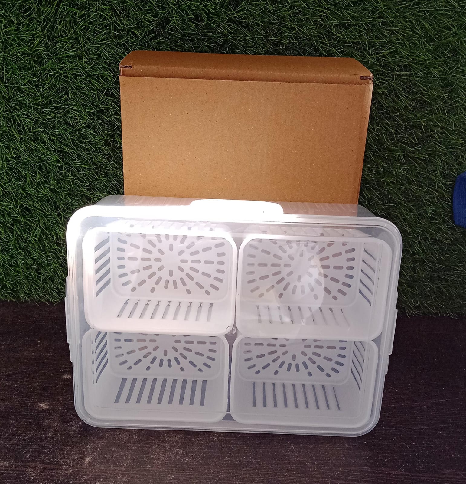 Fridge Storage Boxes Freezer Storage Containers, Container for Kitchen Storage Set, Storage in Kitchen, Vegetable Storage, Draining Crisper Refrigerator Food Box (1 Pc) Mihikart