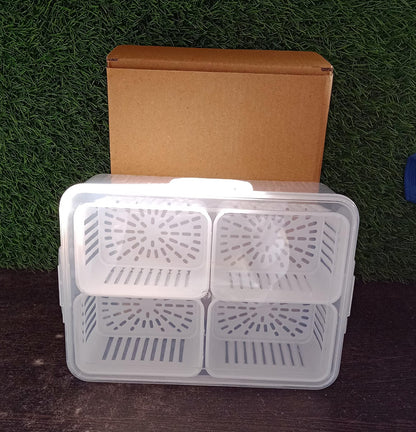 Fridge Storage Boxes Freezer Storage Containers, Container for Kitchen Storage Set, Storage in Kitchen, Vegetable Storage, Draining Crisper Refrigerator Food Box (1 Pc) Mihikart