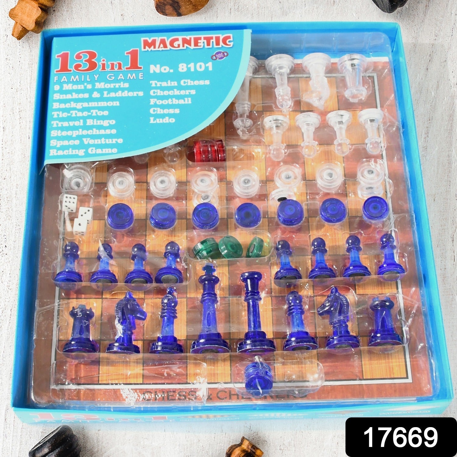 13 in 1 Family Board Game Chess, Snakes & Ladders, Ludo, Tic-Tac-Toe, Checkers, Travel Bingo, Football, Space Venture, Steeplechase Set for Kids Mihikart