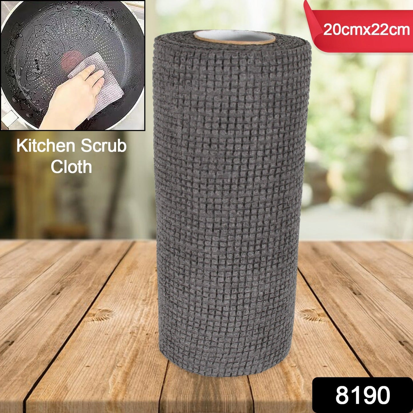 Durable Kitchen Scrub Cloth, Microfiber Cleaning Cloth Roll, Kitchen Wear-Resistant Cloth 20×22cm, Multipurpose Cleaning Cloths for Kitchen (1pc) Mihikart