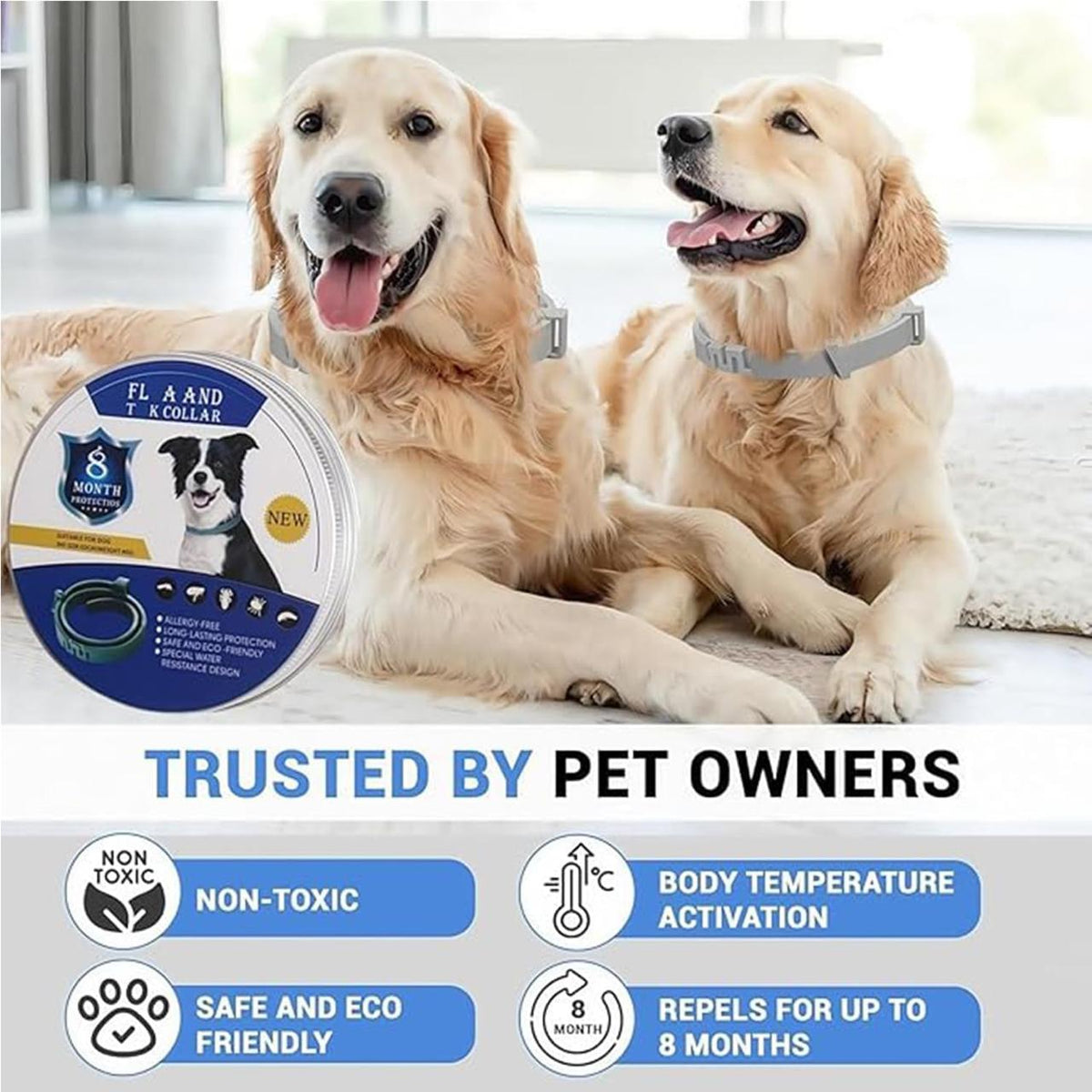 Dog Flea & Tick Protection Collar – 8 Month Long-Lasting, Adjustable & Waterproof ✅Trusted Seller