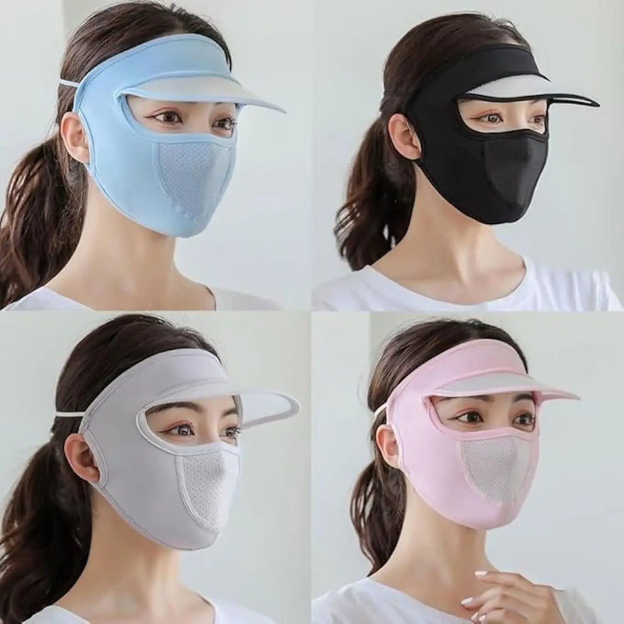 Women’s Full Face UV Protection Cap with Built-in Mask (Pack Of 4) ✅Trusted Seller