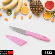 Durable fruit knife with stainless steel blade and cover, 1 piece