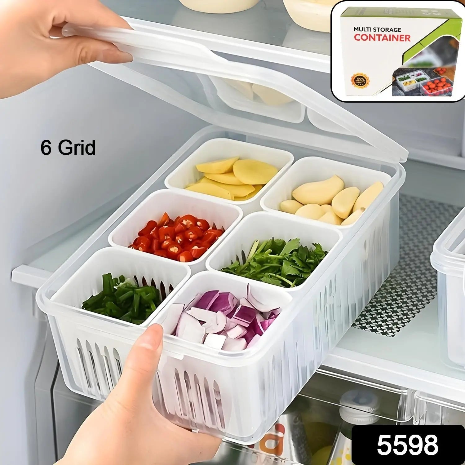 Fridge Storage Boxes Freezer Storage Containers, Container for Kitchen Storage Set, Storage in Kitchen, Vegetable Storage, Draining Crisper Refrigerator Food Box (1 Pc) Mihikart