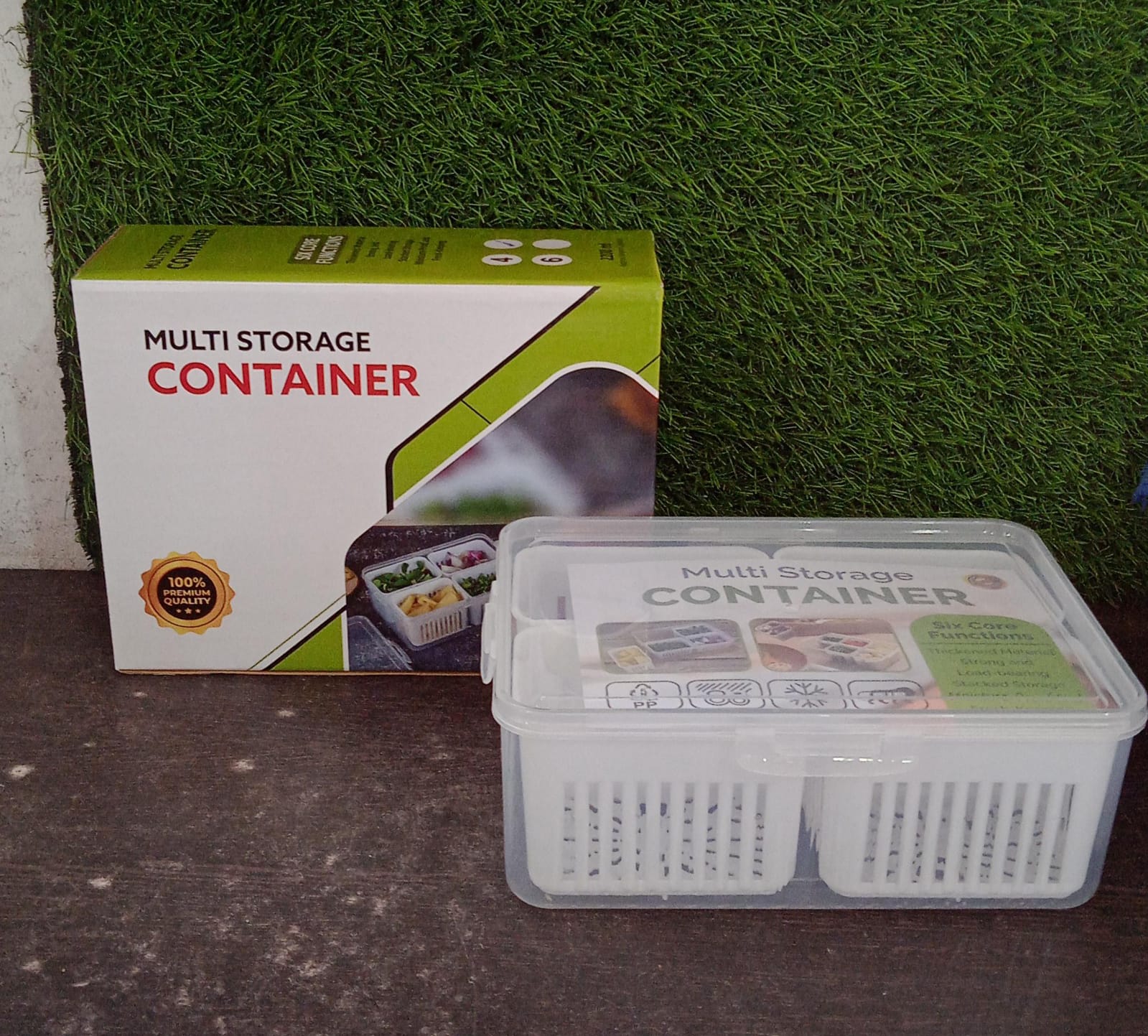 Fridge Storage Boxes Freezer Storage Containers, Container for Kitchen Storage Set, Storage in Kitchen, Vegetable Storage, Draining Crisper Refrigerator Food Box (1 Pc) Mihikart