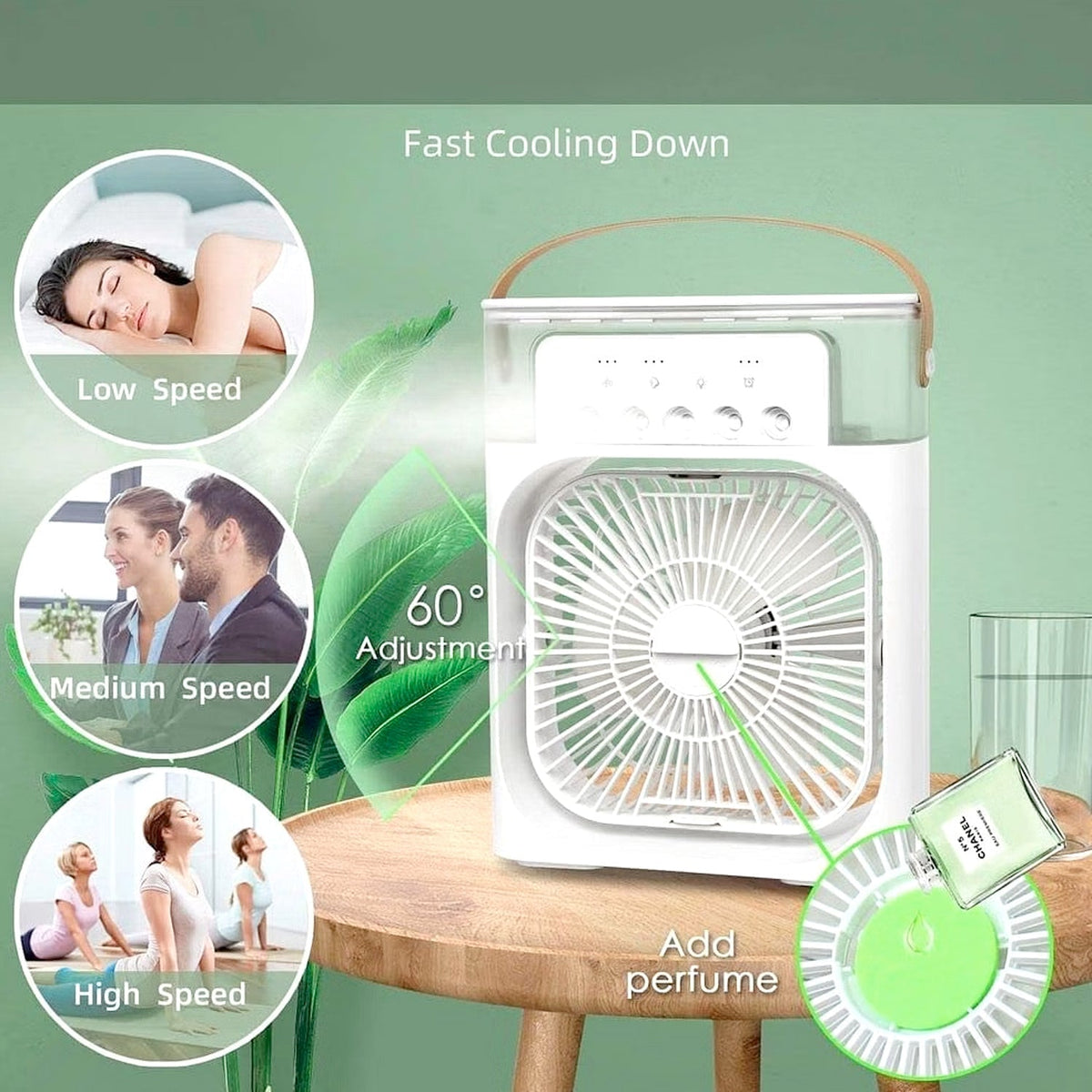 Portable Air Conditioner Fan Personal Air Cooler Desk Cooling Fan (Battery Not Include) - mihikart.com Home Improvement