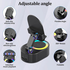 5 In 1 Wireless Induction Speaker | 360° Rotatable Mobile Stand Speaker ✅Trusted Seller