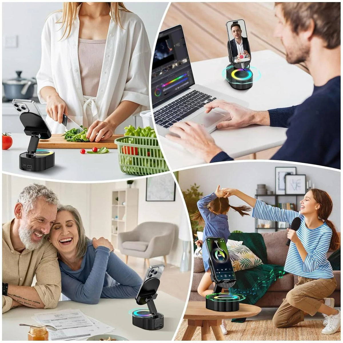 5 In 1 Wireless Induction Speaker | 360° Rotatable Mobile Stand Speaker ✅Trusted Seller