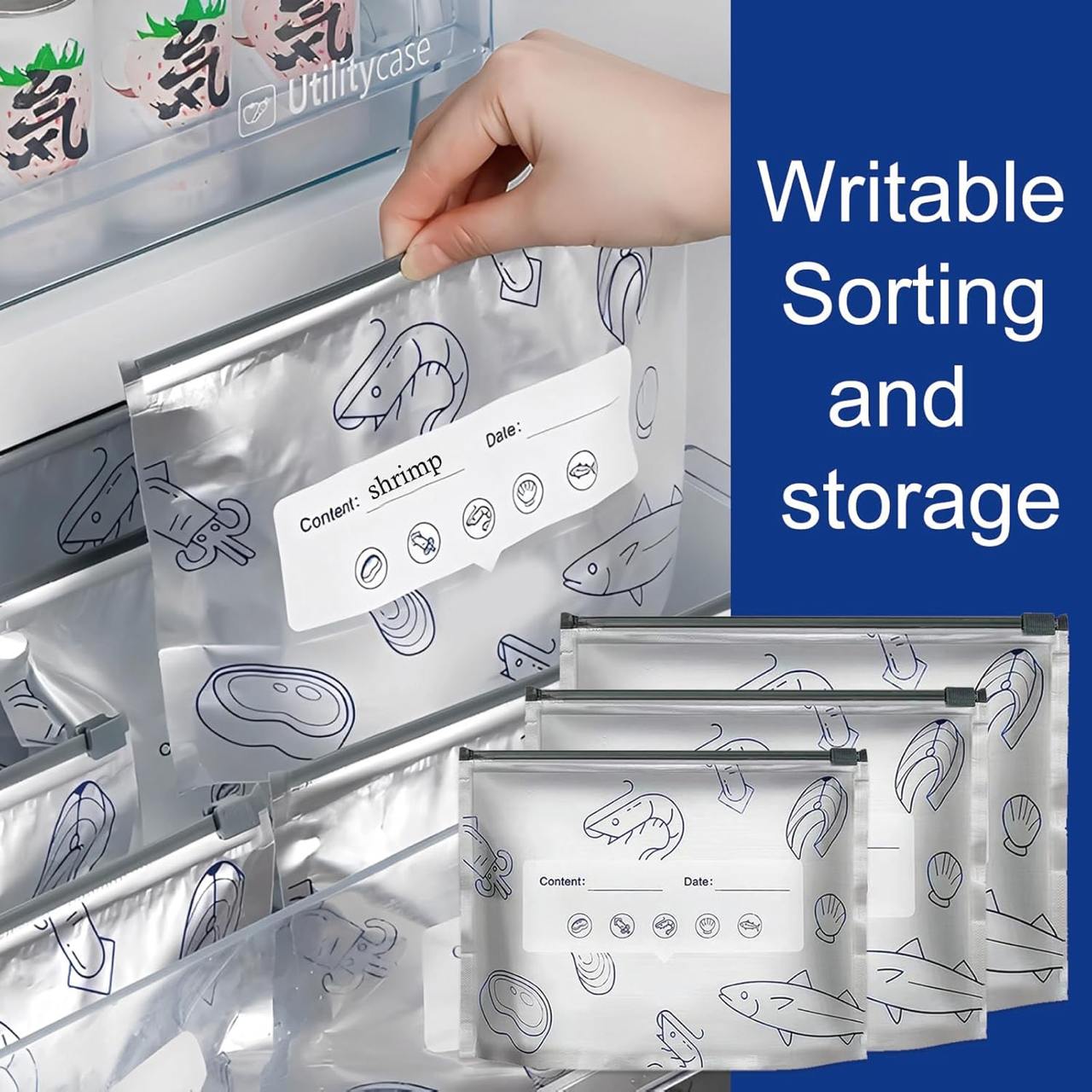 Reusable Aluminum Foil Food Storage Bags Pack of 10 | Leakproof Zip Lock Freezer Bags ✅Trusted Seller