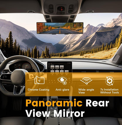 Car Panoramic Rearview Mirror - Wide Angle Anti-Glare Interior Mirror | Reduce Blind Spots ✅Trusted Seller