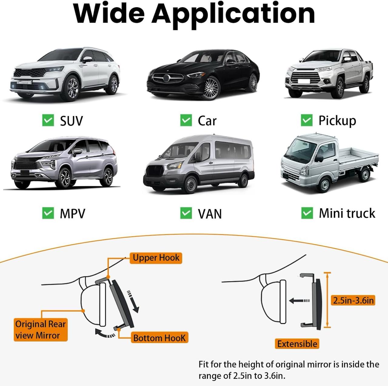 Car Panoramic Rearview Mirror - Wide Angle Anti-Glare Interior Mirror | Reduce Blind Spots ✅Trusted Seller