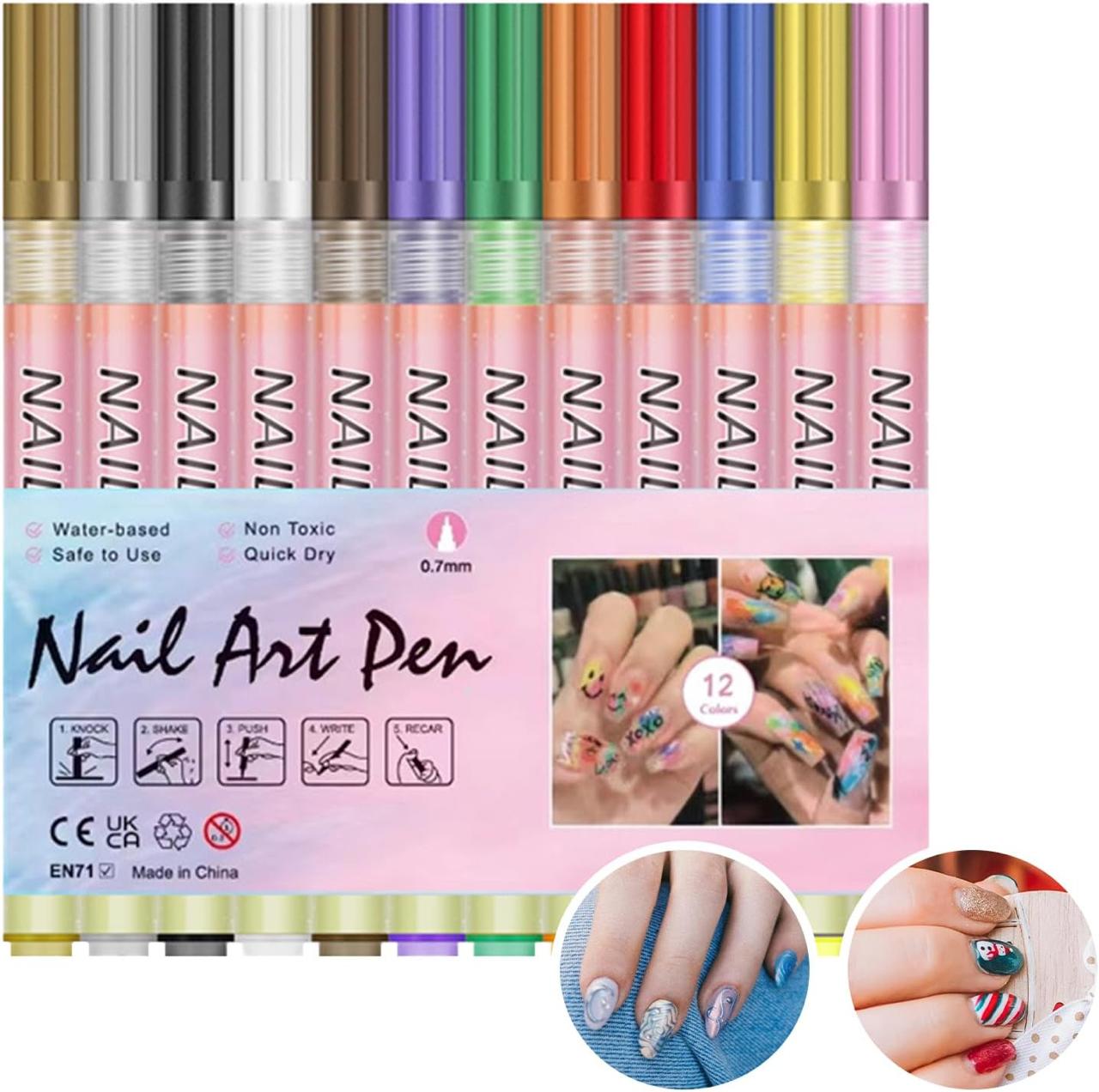12 Color Nail Art Pens Set - Professional Acrylic Paint Markers for DIY Manicure ✅Trusted Seller