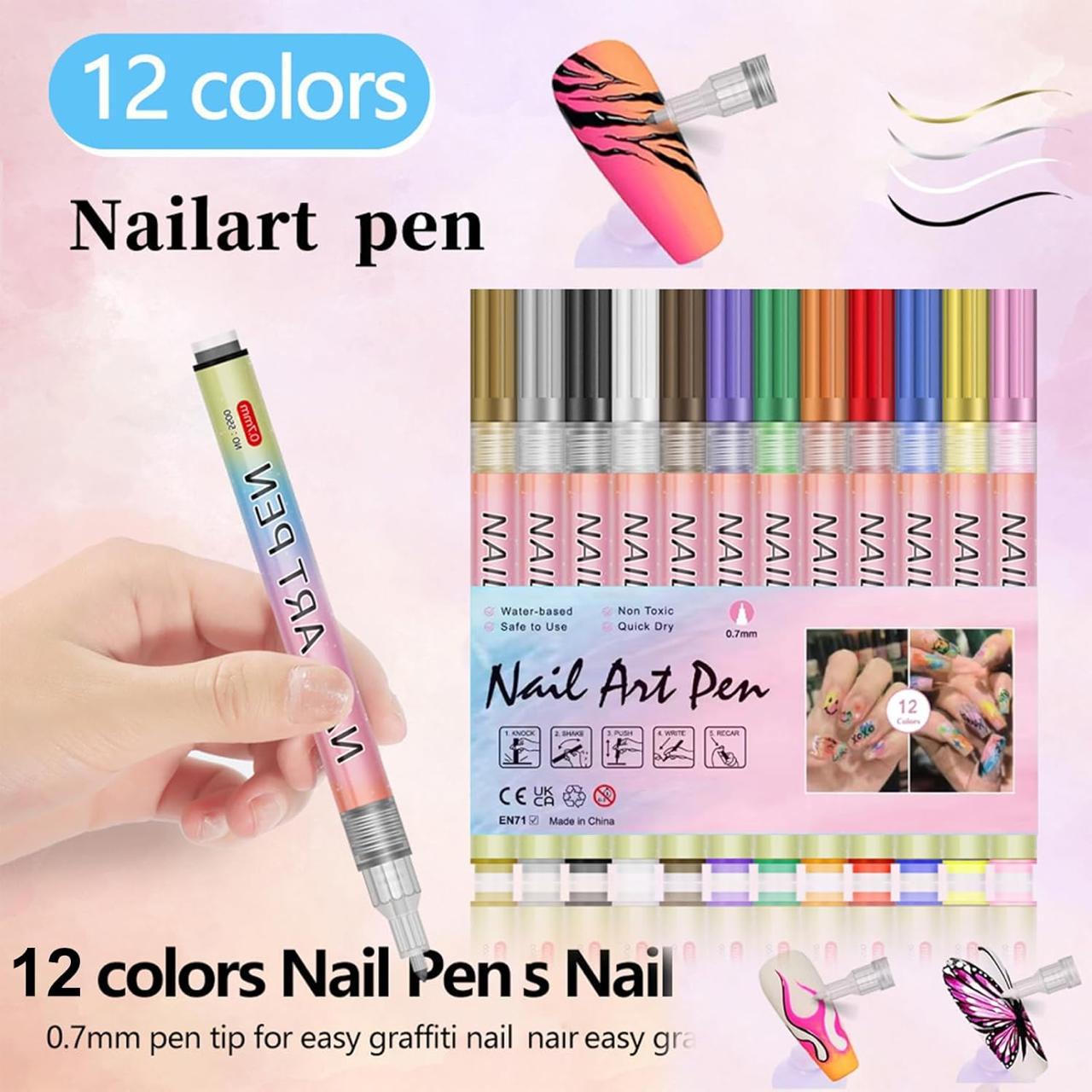 12 Color Nail Art Pens Set - Professional Acrylic Paint Markers for DIY Manicure ✅Trusted Seller