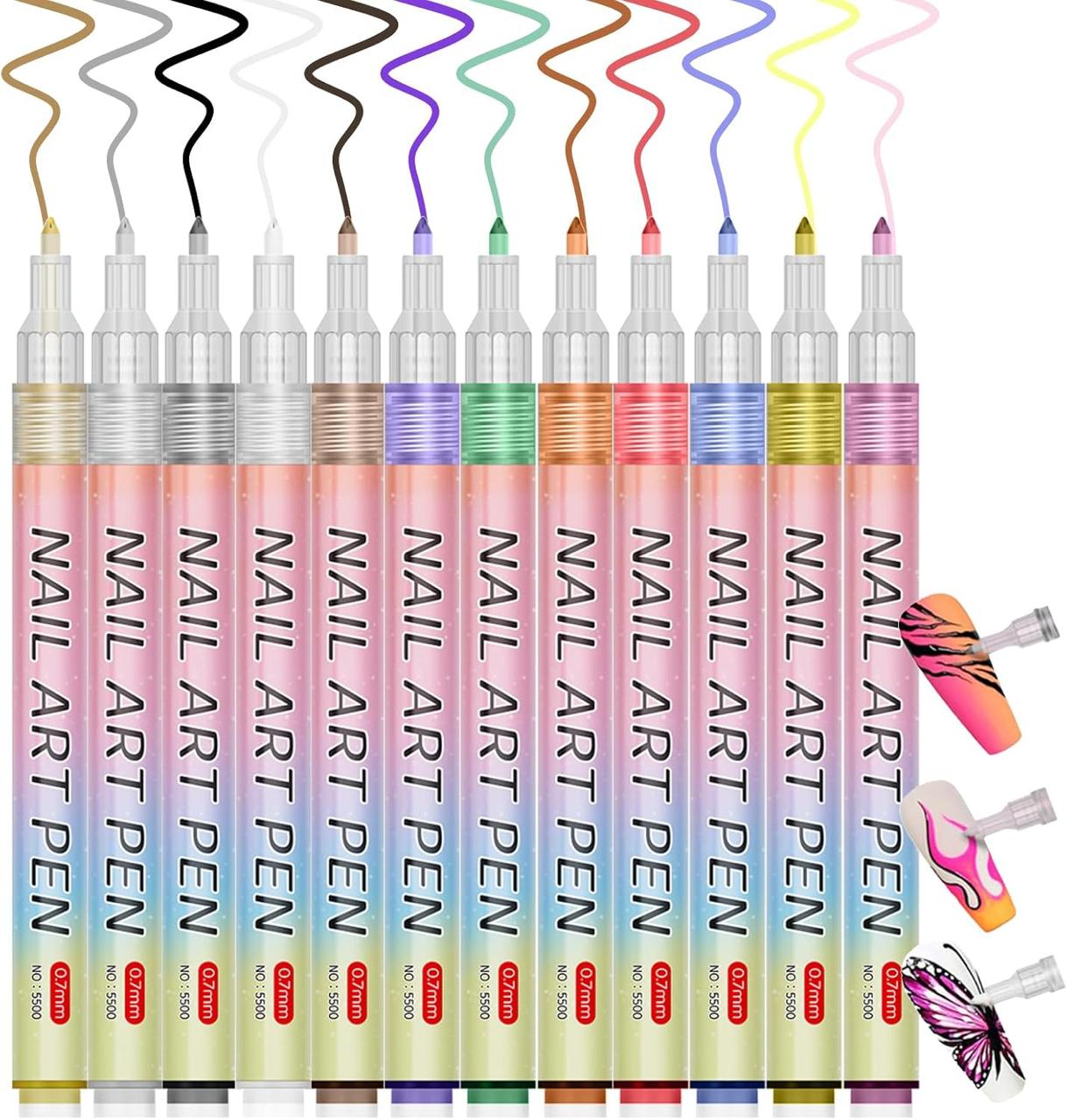 12 Color Nail Art Pens Set - Professional Acrylic Paint Markers for DIY Manicure ✅Trusted Seller