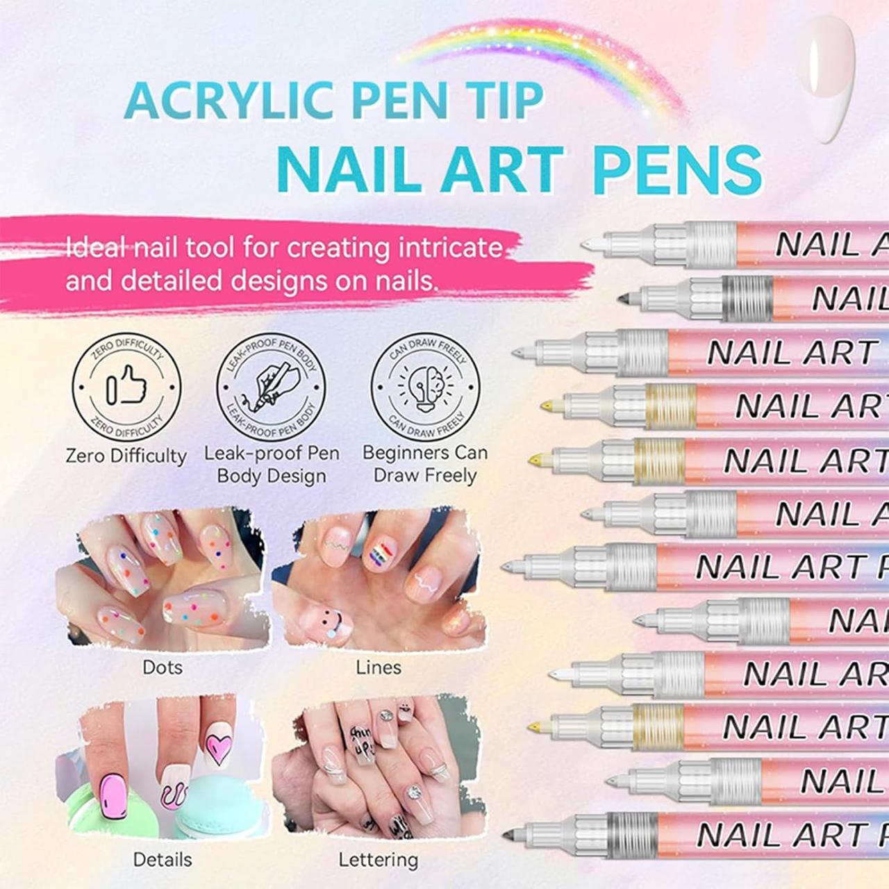 12 Color Nail Art Pens Set - Professional Acrylic Paint Markers for DIY Manicure ✅Trusted Seller