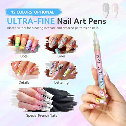 12 Color Nail Art Pens Set - Professional Acrylic Paint Markers for DIY Manicure ✅Trusted Seller