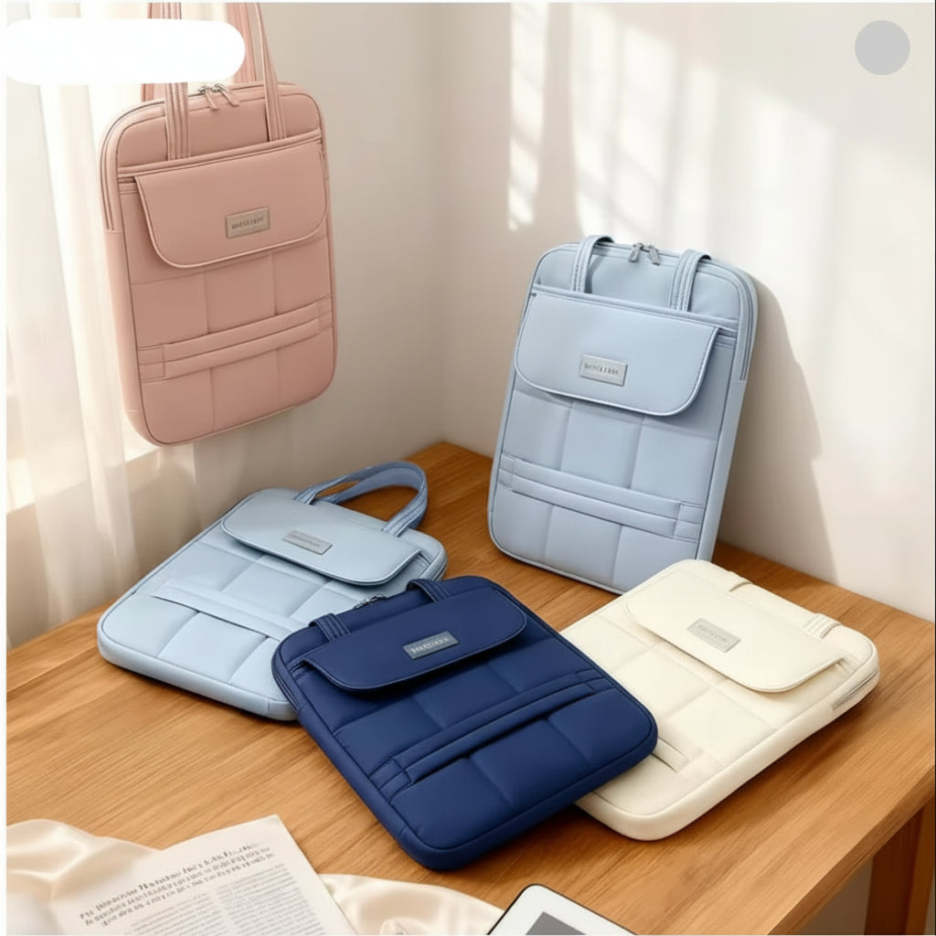 Puffy Laptop Sleeve Bag - Quilted Padded Handbag with Shoulder Strap for Laptop & iPad ✅Trusted Seller