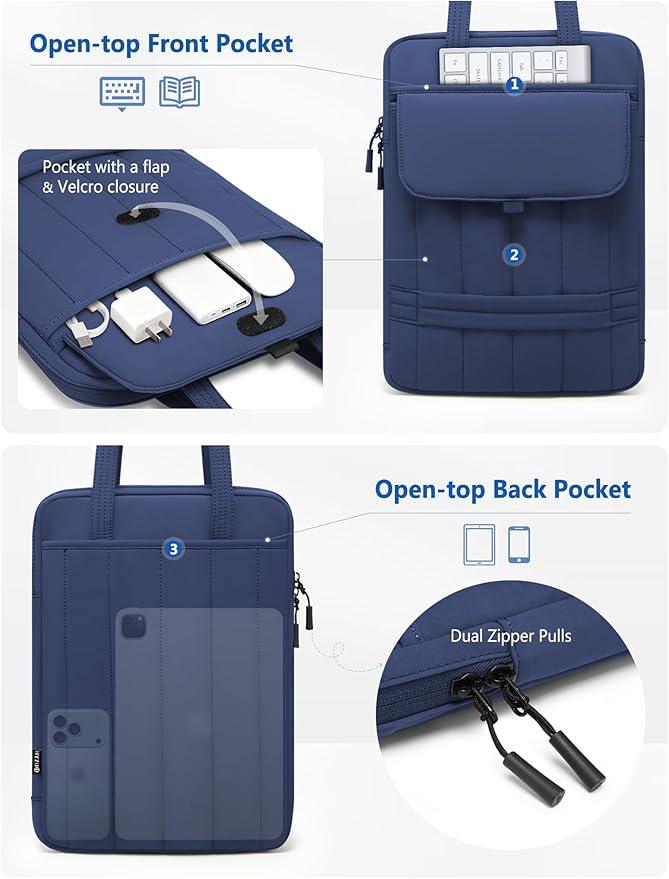 Puffy Laptop Sleeve Bag - Quilted Padded Handbag with Shoulder Strap for Laptop & iPad ✅Trusted Seller