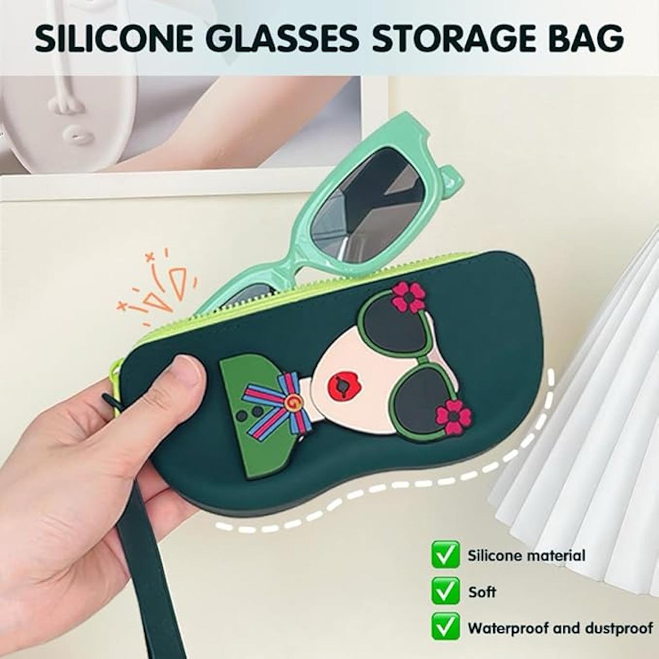 Cute Silicone Sunglass Case with Zipper & Wrist Strap - Waterproof Eyeglass Pouch ✅Trusted Seller