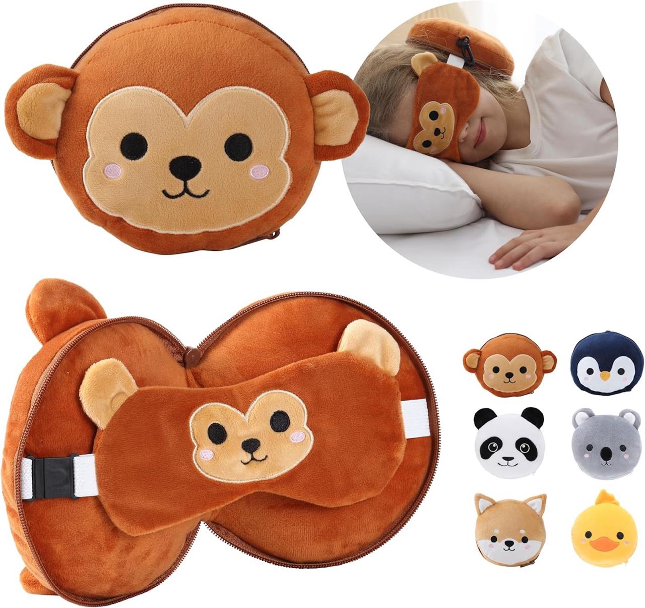 2-in-1 Cute Cartoon Travel Neck Pillow & Eye Mask Set - Memory Foam U-Shape Pillow ✅Trusted Seller