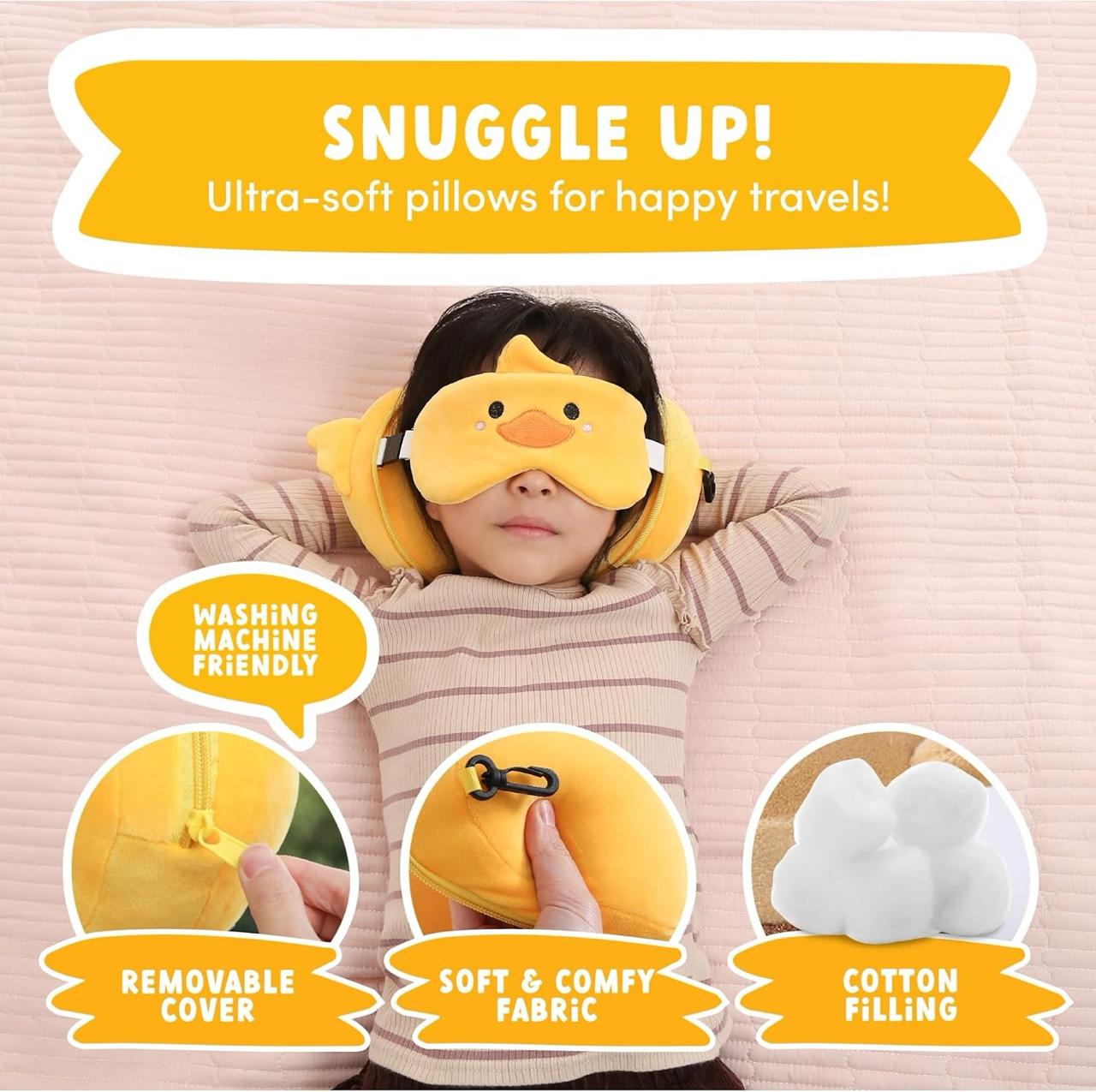2-in-1 Cute Cartoon Travel Neck Pillow & Eye Mask Set - Memory Foam U-Shape Pillow ✅Trusted Seller