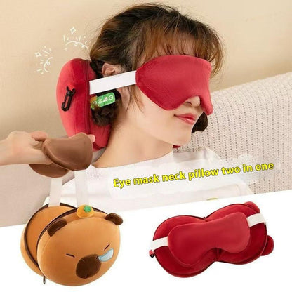 2-in-1 Cute Cartoon Travel Neck Pillow & Eye Mask Set - Memory Foam U-Shape Pillow ✅Trusted Seller