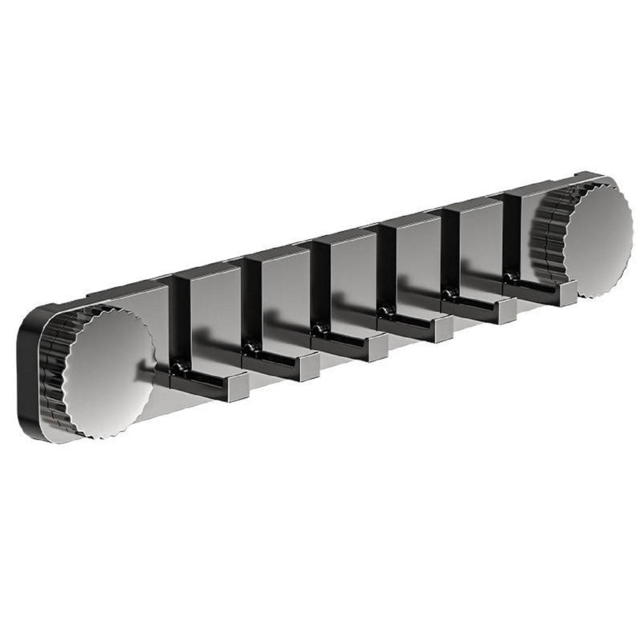 Invisible foldable 6-hook wall hanger gun gray clean product shot white background