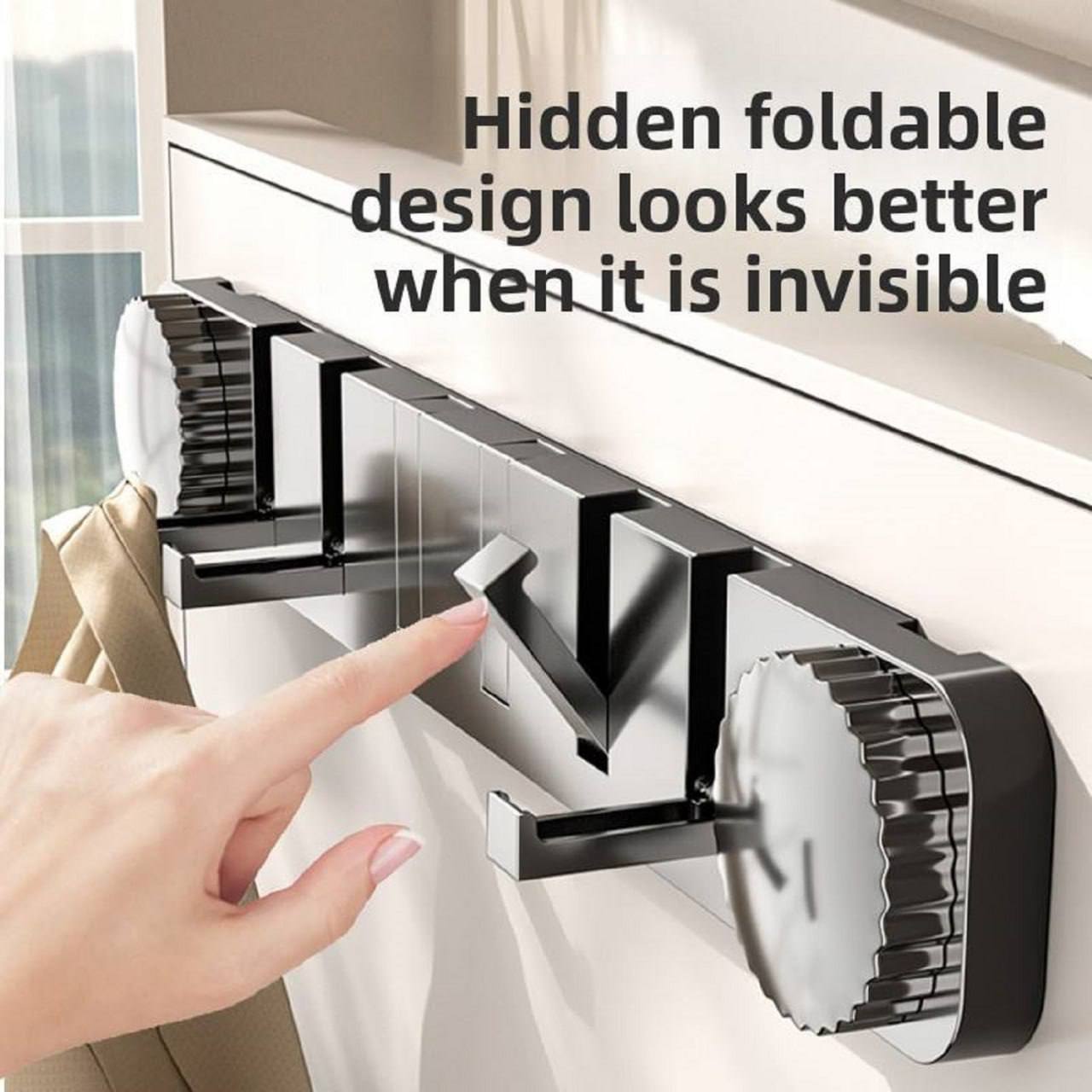 Hidden foldable design wall hanger looks invisible when folded flat against wall