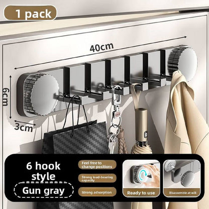 6 hook wall hanger gun gray 40cm length 6cm height 3cm depth dimensions with strong suction cup base