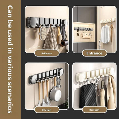 Wall mounted 6-hook hanger used in bathroom entrance kitchen and bedroom various scenarios