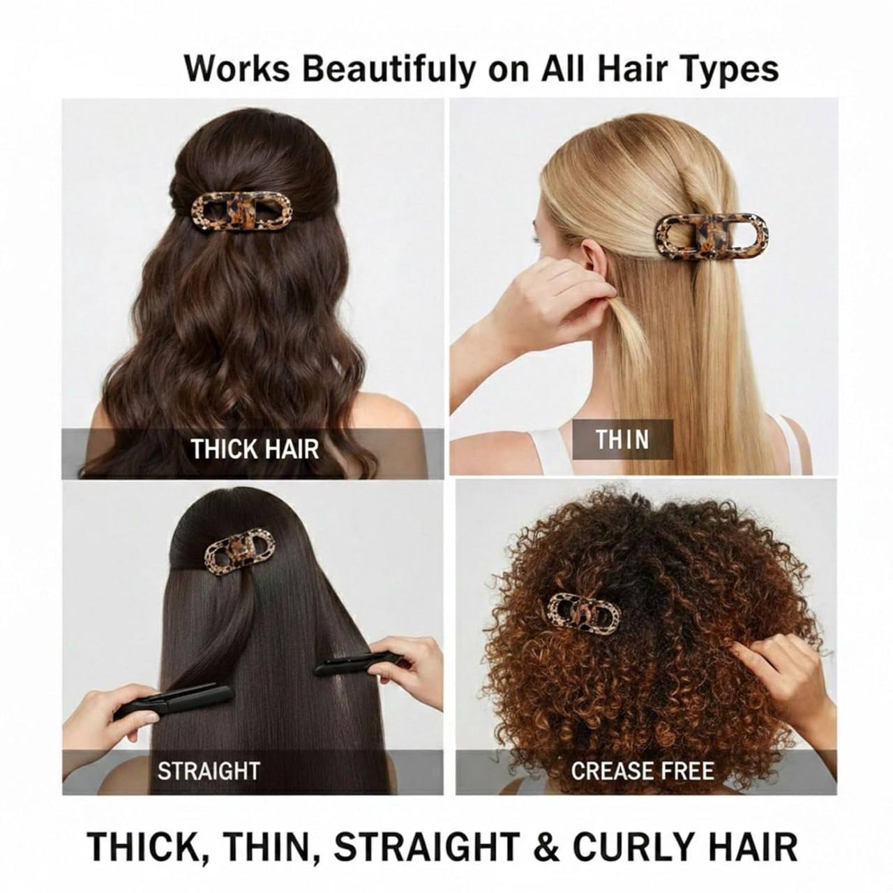 How to use magnetic hair claw clip separate two halves place on hair press together snap and lock