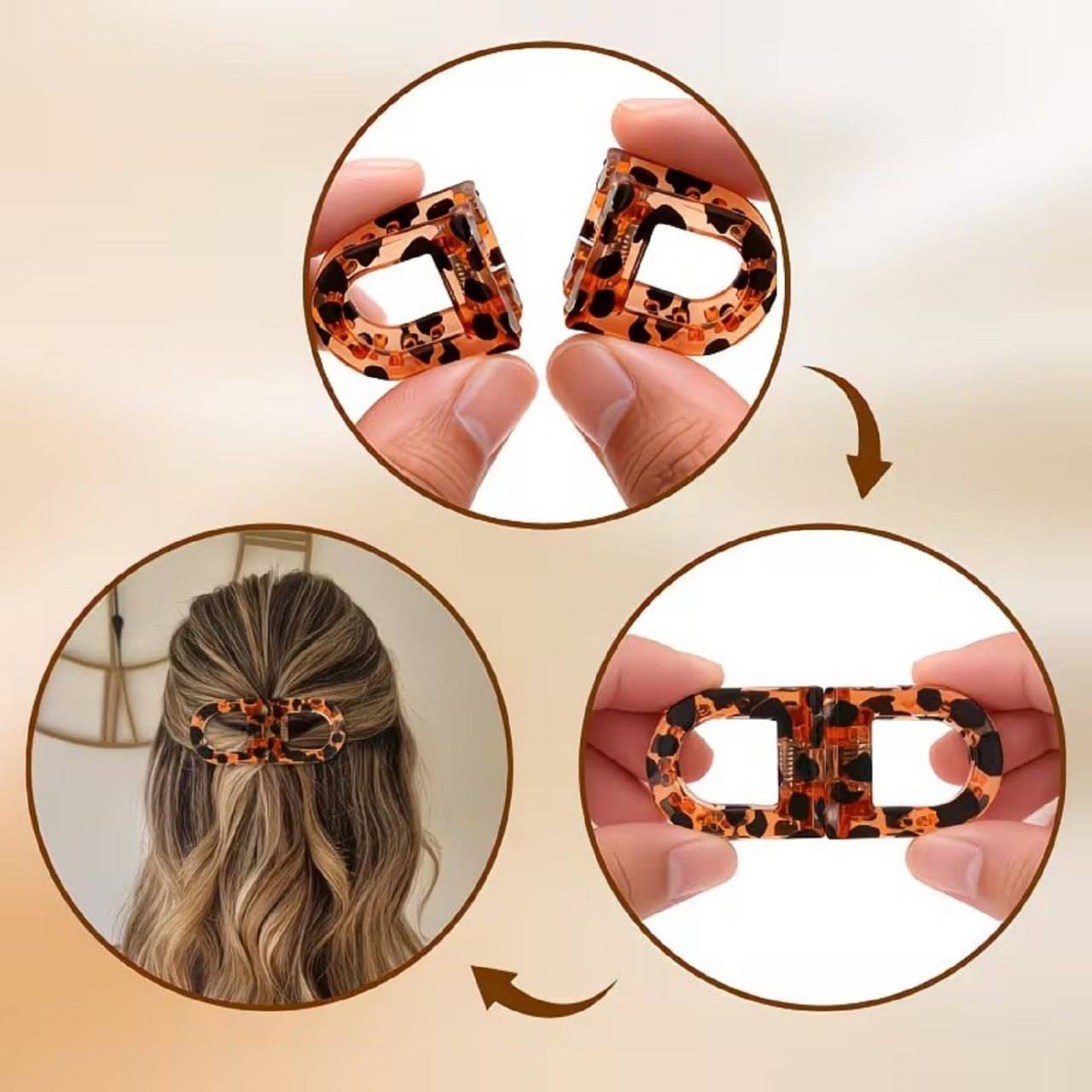 Size display magnetic hair claw clip 7cm x 3cm available in 4 sizes leopard print and solid black