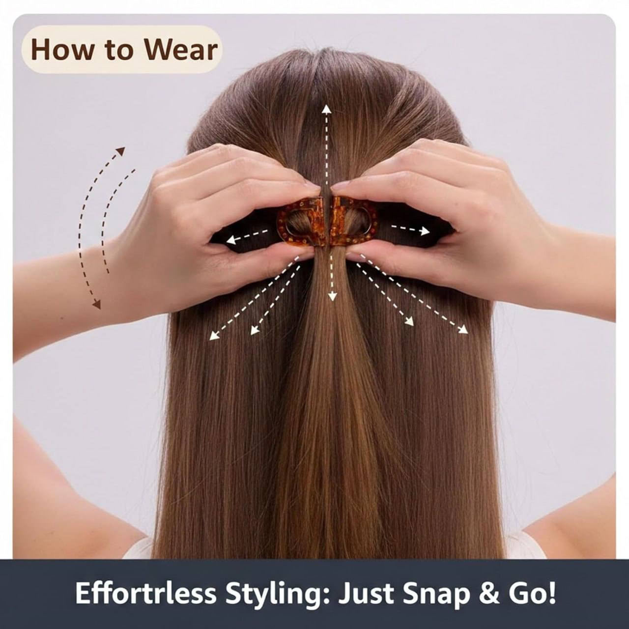 Magnetic hair claw clip available in solid black brown leopard and monochrome grey color options