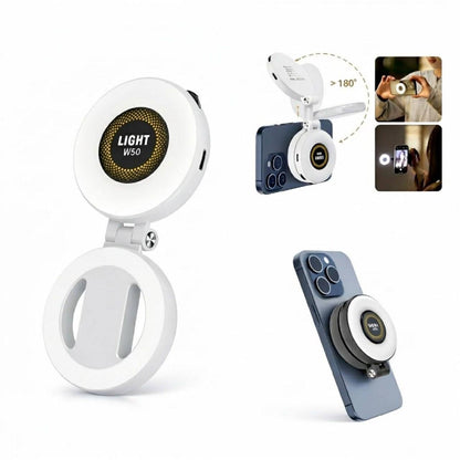 W50 Magnetic Selfie Ring Light – MagSafe Compatible LED with 3 Colour Modes & 180° Rotation