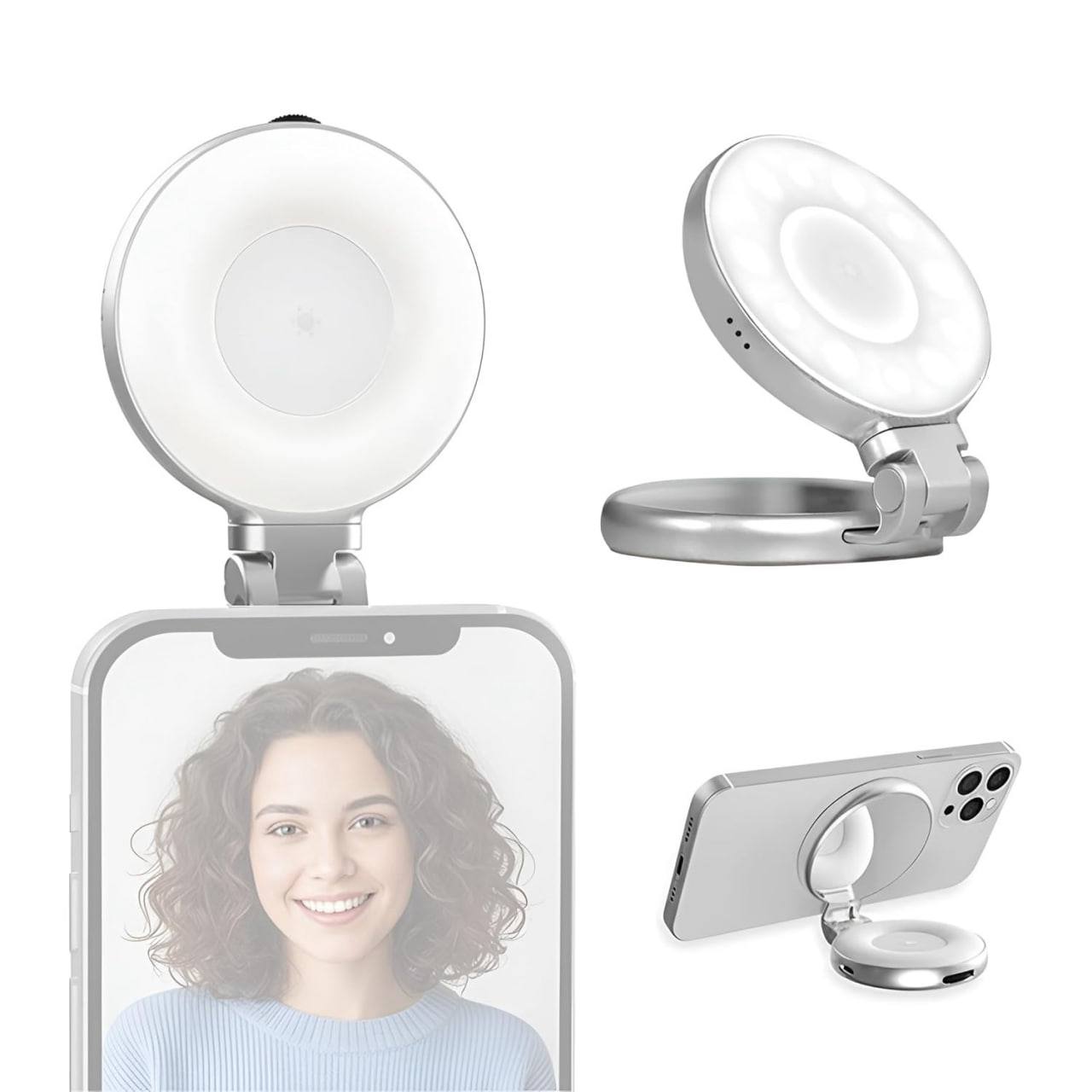 W50 Magnetic Selfie Ring Light – MagSafe Compatible LED with 3 Colour Modes & 180° Rotation