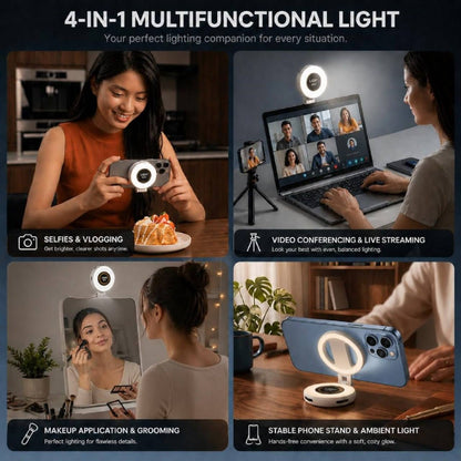 W50 Magnetic Selfie Ring Light – MagSafe Compatible LED with 3 Colour Modes & 180° Rotation