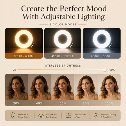 W50 Magnetic Selfie Ring Light – MagSafe Compatible LED with 3 Colour Modes & 180° Rotation