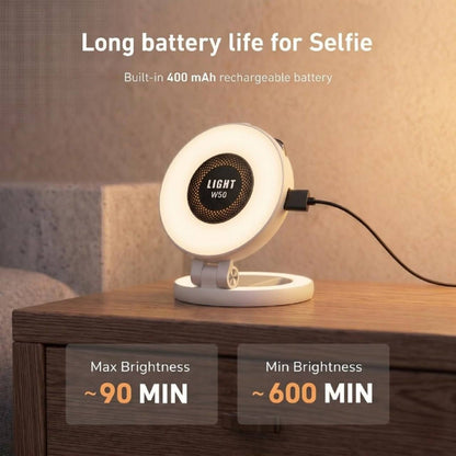 W50 Magnetic Selfie Ring Light – MagSafe Compatible LED with 3 Colour Modes & 180° Rotation