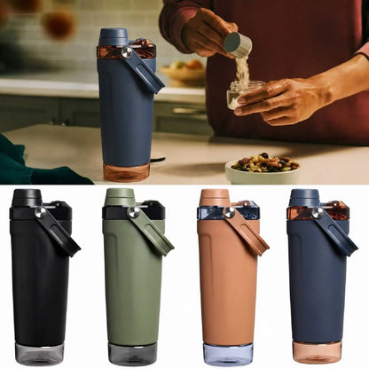 Vacuum insulated protein shaker bottle 600ml available in matte black olive green terracotta and navy blue 4 colors