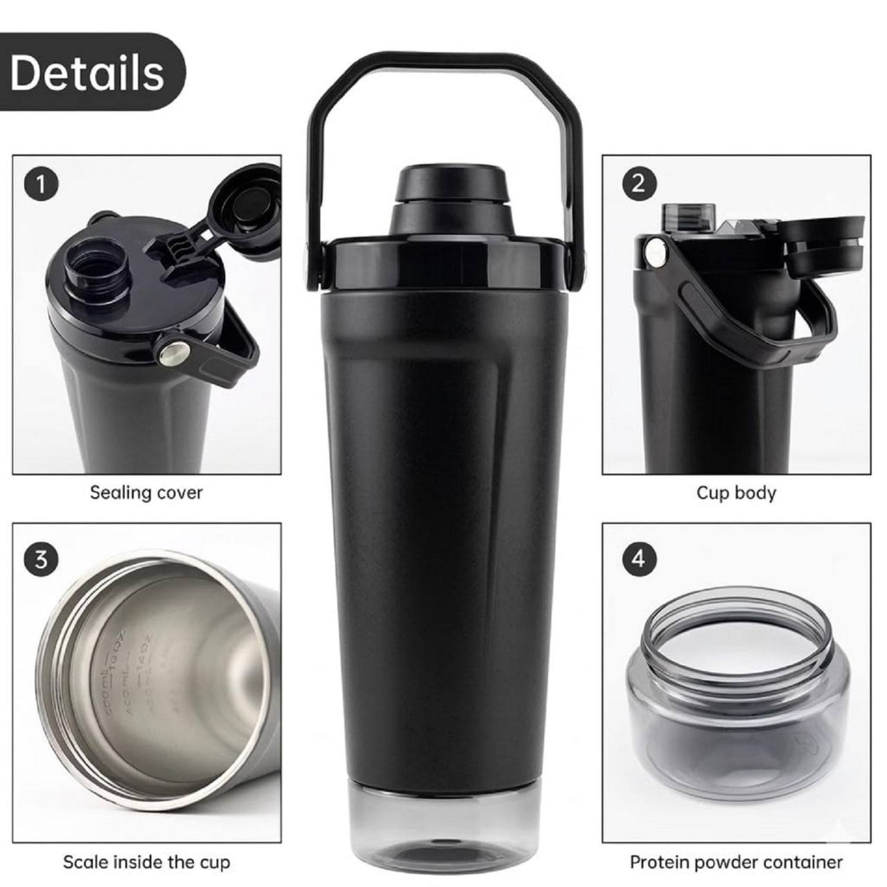 Take a closer look exploded view tethered leakproof cap soft easy grip handle stainless steel whisk ball inner markers powder jar