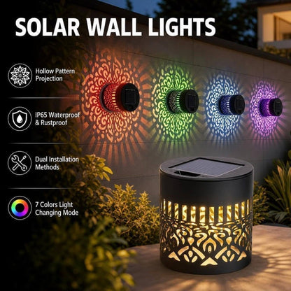7 fixed colors auto breathing cycle diagram red yellow-green green cyan blue purple magenta with soft transition ambient glow solar mandala wall light