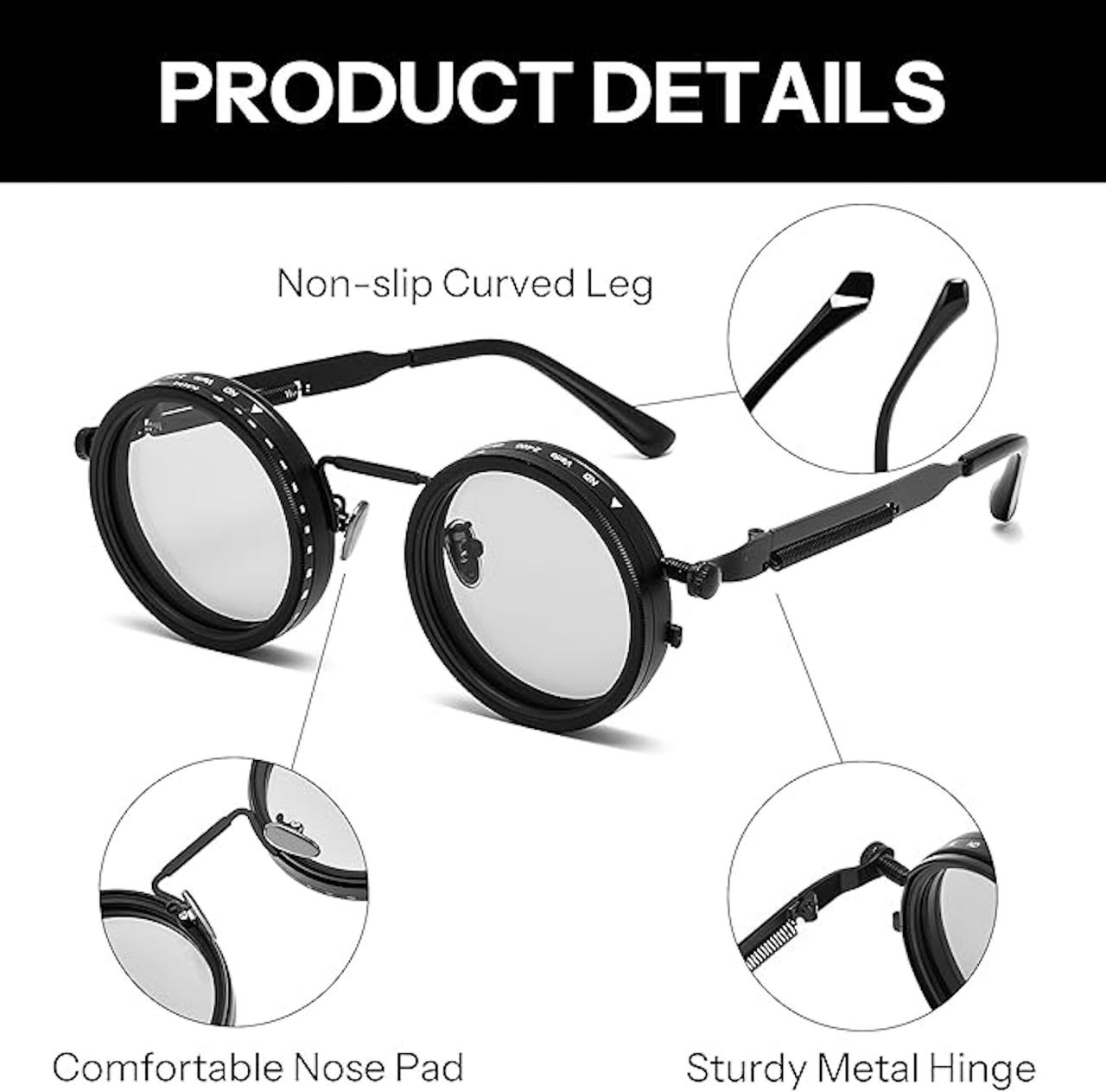 9-Gear Adjustable Polarized Sunglasses - Retro Round Dimming Glasses with UV400 Protection ✅Trusted Seller